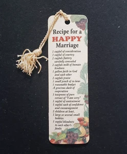 Lesezeichen mit Vers & Quaste - inspirierendes Geschenk - "Hochzeit Rezept" kostenloser Versand - Bild 1 von 2