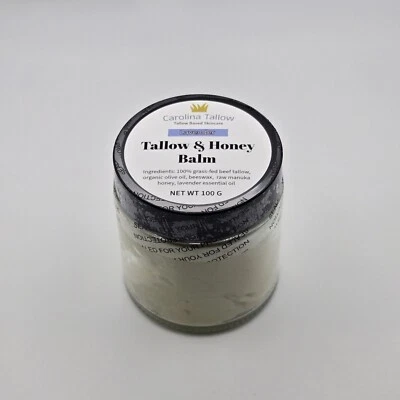 Lavender- Tallow and Honey Balm (100% grass-fed), 4oz Jar (100g) - Image 1 of 2