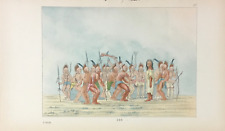 GEORGE CATLIN  - 1841 -  PLATE 167 - DANCE TO THE BERDASHE - GENUINE - VINTAGE