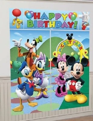 MICKEY MOUSE Scene Setter BIRTHDAY party Disney wall decor + 8 photo booth props - Image 1 of 3