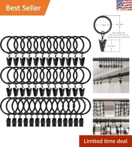 Eleganti 44 Pezzi Anelli per Tende Neri con Forti Clip per Tende e Fiocchi - Foto 1 di 9