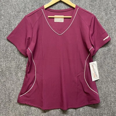 Sketchers By Barco Wine Size Large Uniform Scrubs 3 Pocket Short Sleeve Shirt - Image 1 of 4