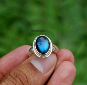 Labradorite Ring Solid 925 Sterling Silver Ring Band Ring Handmade Ring HYTIO546 - Picture 1 of 2