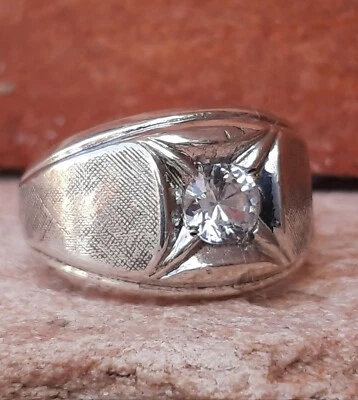 ANELLO ARGENTO 925 UOMO Ring Man SOLITARIO ZIRCONE TAGl BRILLANTE  $ - Immagine 1 di 4