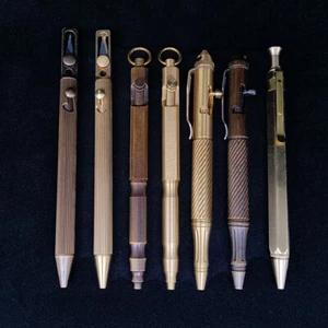 Solid Brass Bolt Action Ball Point Quality Pen Copper Art Craft Pocket EDC Gift2 - Picture 1 of 23
