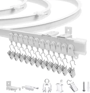 Flexible Bendable Curtain Track Wall Mount Curtain Rail Track System White 16Ft - Picture 1 of 12