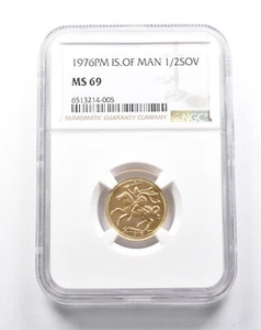 MS69 1976 PM Isle of Man Half Sovereign Gold NGC *2819 - Picture 1 of 3