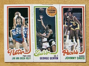 1980-81 Topps Basketball Jan Van Breda Kolff/George Gervin/Johnny Davis EX