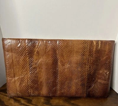 VINTAGE 1980’s Brown Cin Cin Snake Skin Shoulder Bag Clutch Handbag Purse Flaw - Image 1 of 4