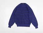 Blue Harbour Mens Blue Crew Neck Striped Cotton Pullover Jumper Size M Long Slee