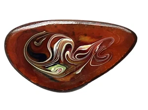 Vintage Handcrafted Enamel on Copper Brooch Abstract Swirl, Signed - Picture 1 of 9