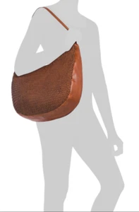 NEU MIT ETIKETT VILENCA HOLLAND HERGESTELLT IN ITALIEN LEDER GELOCKT GEWEBT HOBO COGNAC - Bild 1 von 12