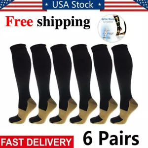 6 Pairs Knee High Compression Socks 20-30 mmHg Closed Toe Sox Surgical Stockings - Picture 1 of 15