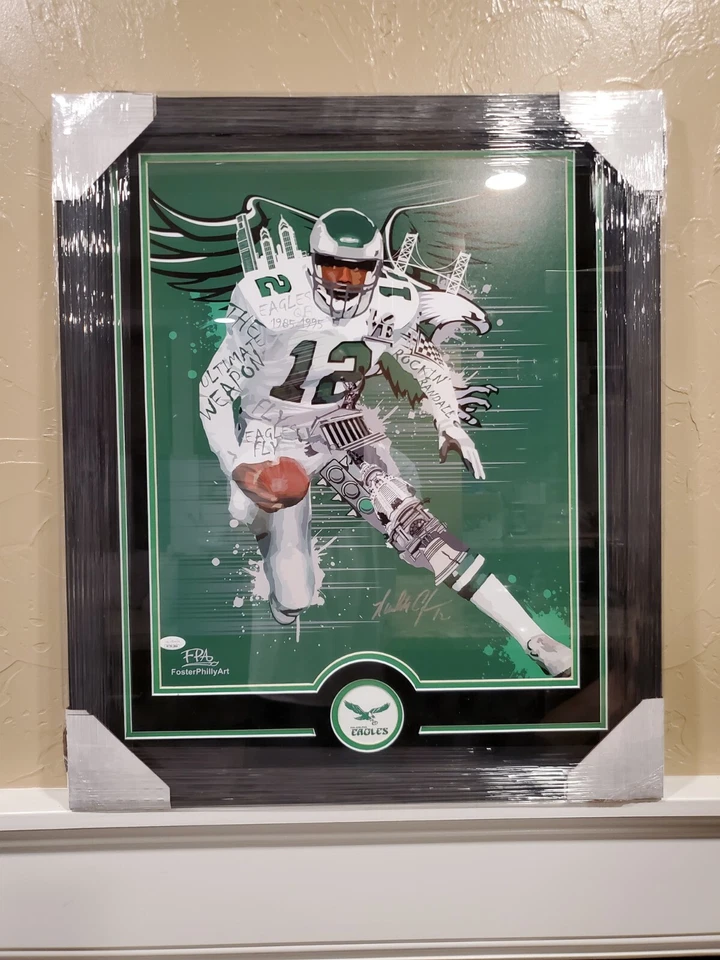 RANDALL CUNNINGHAM AUTOGRAPHED  PHILADELPHIA EAGLES 16×20. SUEDE JSA COA - Image 1 of 1