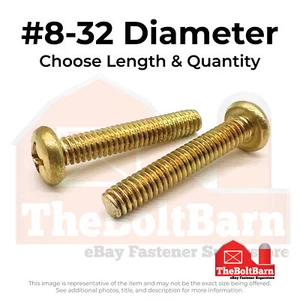 Tornillos de máquina Phillips con cabeza de sartén de latón #8-32 (elige longitud y cantidad) - Imagen 1 de 11