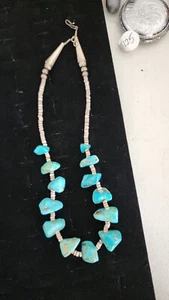 native american turquoise and shell necklace vintage - Picture 1 of 5