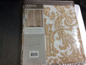 CROSCILL Medici Wheat 100% Fabric Shower Curtain Tan White Urn Floral