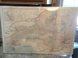 1875 Antique Map NEW YORK STATE by Frank A. Gray - Approximately 26.5" x 17-3/8" - Picture 1 of 9