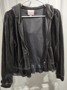 Romeo und Julia Jacke Velour dunkelgrau mit Kapuze  - Bild 1 von 7