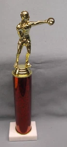 red boxer topper trophy award white marble base boxing male - Picture 1 of 1