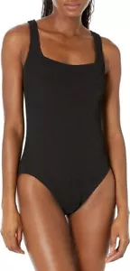 Jessica Simpson Rose Bay Textured Tie Front Tankini Top - Black - Size Small - Picture 1 of 2