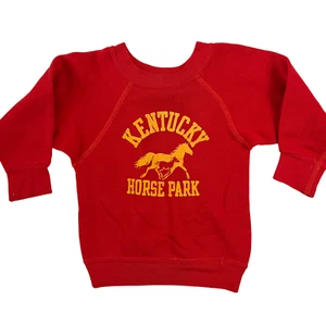 Vintage 1970s Kids Pullover Sweatshirt | Red + Yellow Kentucky Horse Park | 70s - Picture 1 of 14