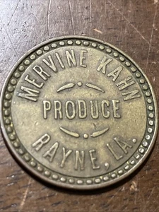 Rayne Louisiana Trade Token, Mervine Kahn Produrre buono per $.50 in merce - Foto 1 di 2