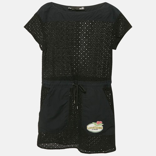 Love Moschino Mini Abito Nero Broderie Anglaise Cotone S