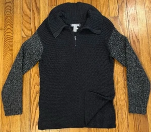 Carbon 2 Cobalt Gray 1/4 Zip Mock Neck Sweater Long Sleeves Womens Medium - Picture 1 of 8