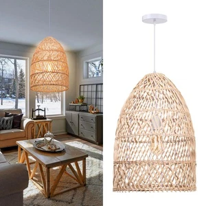 Natural Rattan Pendant Light, Woven Lantern Chandelier Pendant Lamp Shade, Ha... - Picture 1 of 7