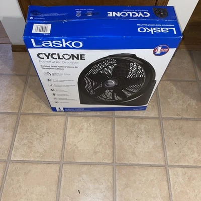 Lasko 20 In Cyclone Floor Fan 3 Speed Adjustable Tilt Wall Mount Black Powerful - Image 1 of 3