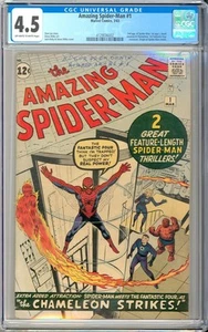 Amazing Spider-Man #1 Origin Silver Age Kirby Ditko Marvel Comic 1963 CGC 4.5 - Picture 1 of 3