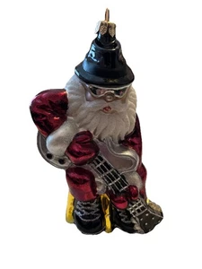 Joy To The World polnisches mundgeblasenes Glas Ornament Santa Does The Blues handbemalt - Bild 1 von 11
