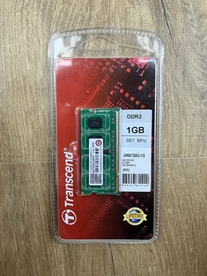 Transcend 1GB DDR2-667MHz PC2-5300 CL5 200-Pin SoDimm Module ( JM667QSU-1G ) NEW - Image 1 of 2