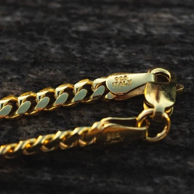 Solid 18K Gold Cuban Chain Necklace Classic Italian Design Lobster Lock - Image 1 of 4