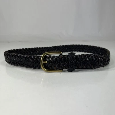Braided Black Genuine Leather Belt - Youth/Kids Size 22/55 - Image 1 of 4