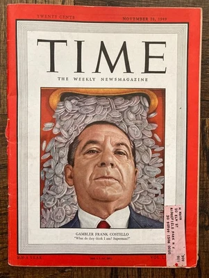 Vintage Time Magazine November 28, 1949 Gambler Frank Costello Mafia Crime Boss - Image 1 of 2