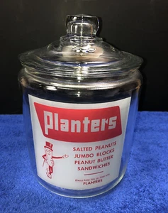 Tarro mostrador de publicidad vintage Planters Mr. Peanut tienda original con tapa - Imagen 1 de 7