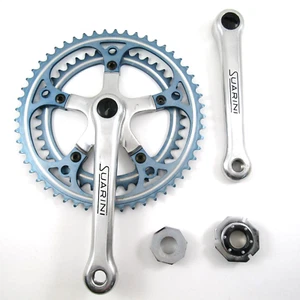 Suarini 170mm square taper crankset, 53/42t blue anodized chainrings, B.S.C cups - Picture 1 of 24
