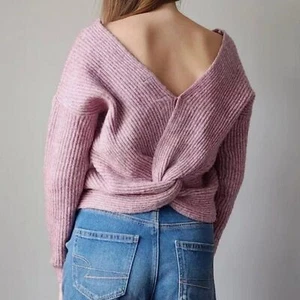 Anthropologie Angel of the North Suéter Rosa Mezcla Lana Twist Back - Imagen 1 de 6