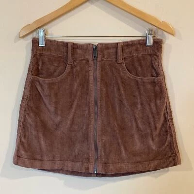American Eagle Tan Corduroy Skirt Zip Front Size 4 Super Stretch - Image 1 of 4