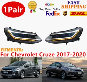✅Para Chevrolet Cruze 2017-2020 LED DRL Negro Proyector Faros Conjunto Lámparas - Imagen 1 de 7