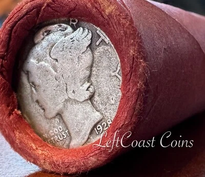 Unsearched Sealed Wheat Penny Roll w/ 90% Silver Mercury Dime &BU Reverse Enders - Image 1 of 2