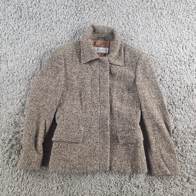 Chaqueta Max Mara Mujer 8 Pequeña Tweed Blazer Marrón Espiga Foto 1 de 4