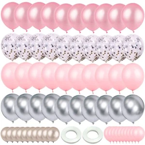 Pink and Silver Balloons 60pack 5" 12" Silver Balloon and Light Pink Balloon ... - Picture 1 of 7