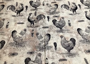 Fabric French Rooster Stencil By spring creative  suzanne nicoll 4 Yards - Picture 1 of 2