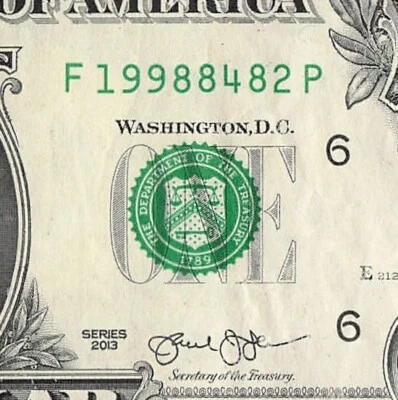 1998 Year Date Note Fancy Serial Number One Dollar Bill Leading - Image 1 of 4