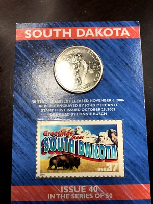 United States Mint Issue 39 South Dakota State Quarter / 1st Ed Postage Stamp - Image 1 of 4