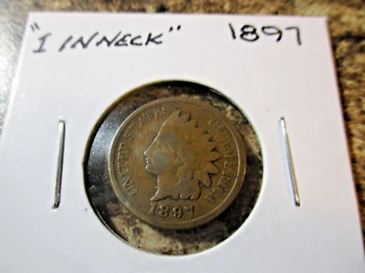 1897 INDIAN CENT " 1 IN NECK VARIETY "    HH - Image 1 of 3