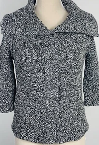 Eddie Bauer Chunky Knit Sweater 3/4 Sleeve Black White Womans Sz S Wool Alpaca - Picture 1 of 5